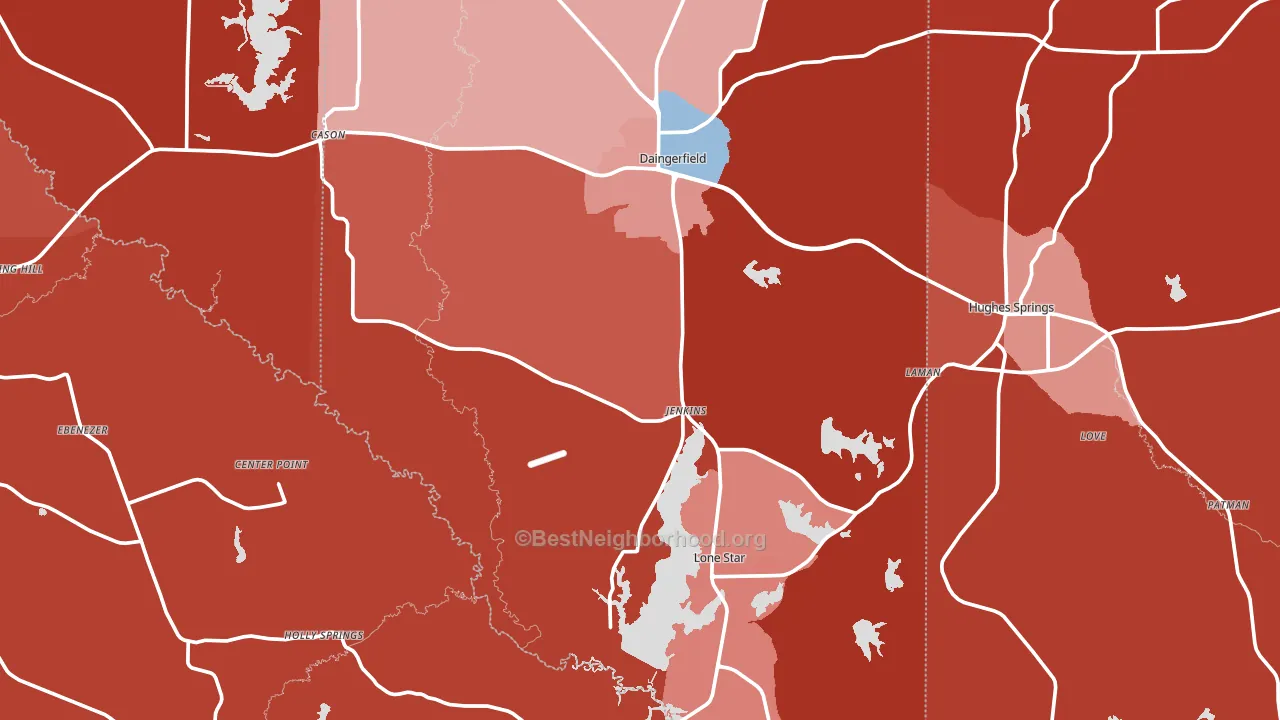 Lone Star, TX block-group political-lean map