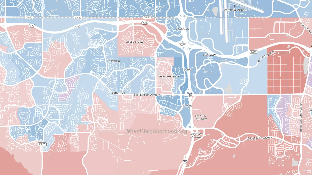 Lone Tree, CO block-group political-lean map