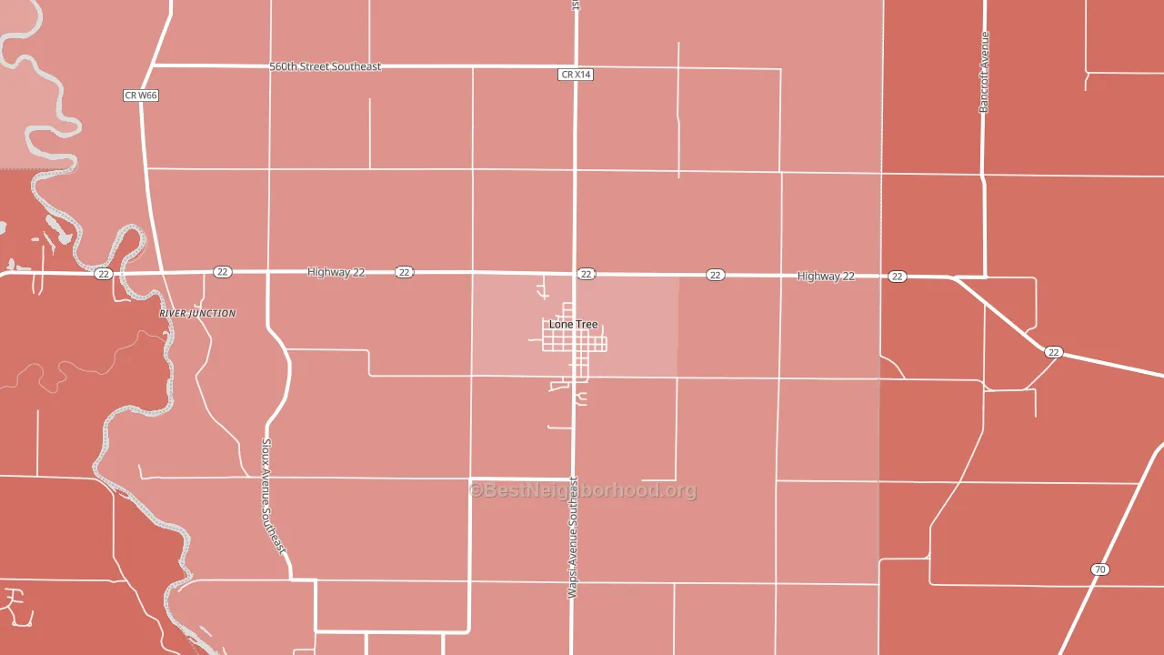 Lone Tree, IA block-group political-lean map
