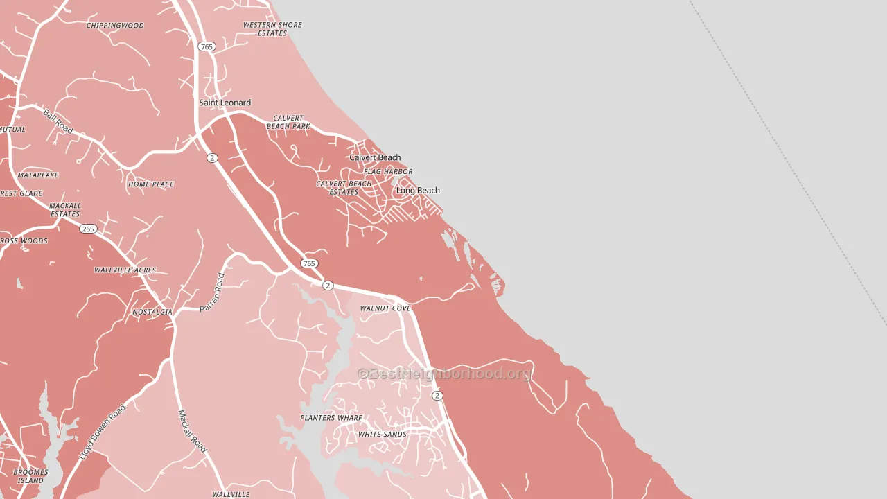 Long Beach, MD block-group political-lean map