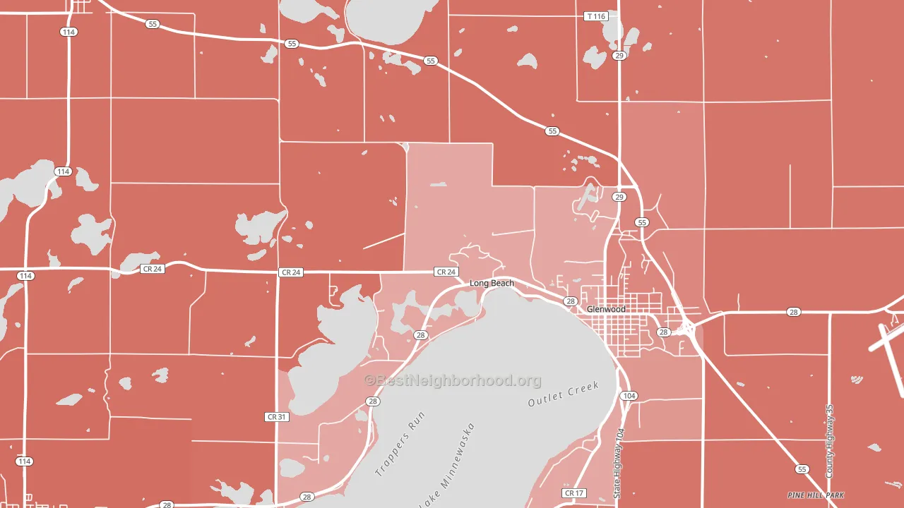 Long Beach, MN block-group political-lean map