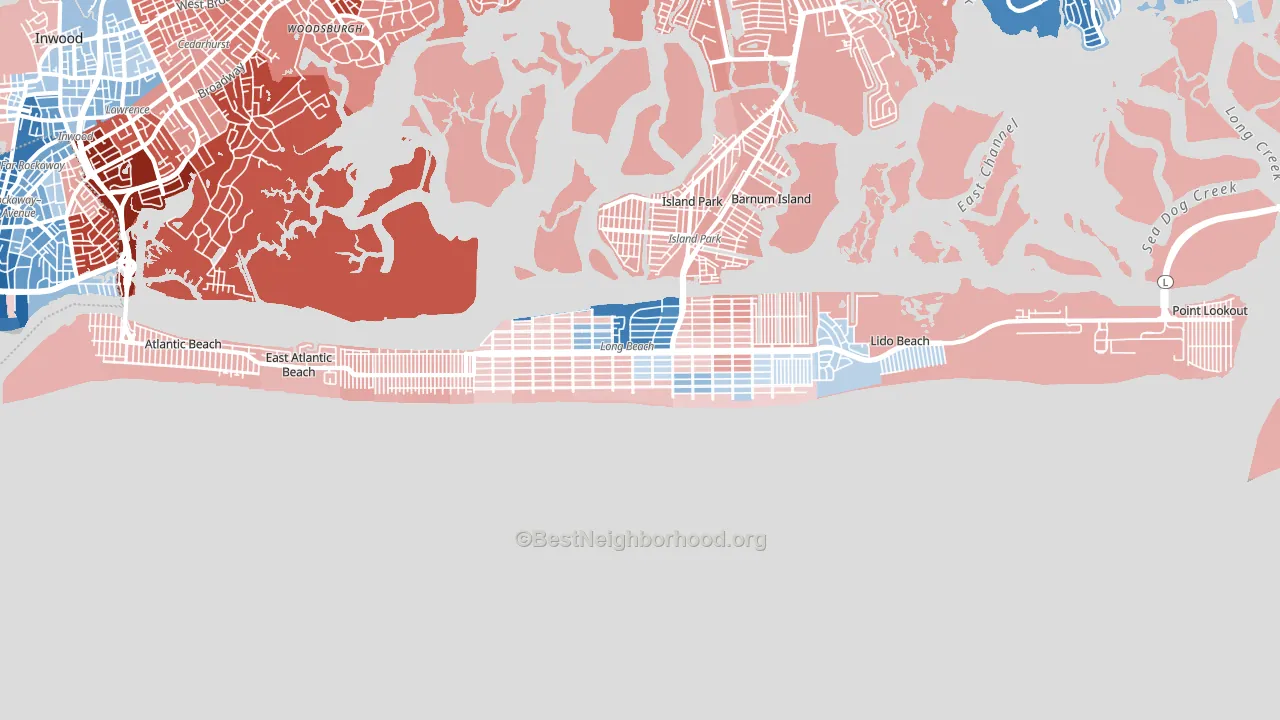 Long Beach, NY block-group political-lean map