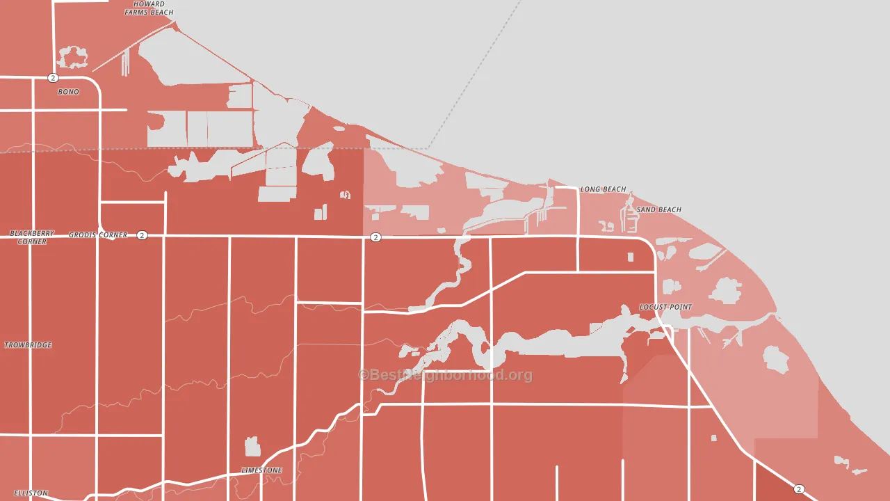 Long Beach, OH block-group political-lean map