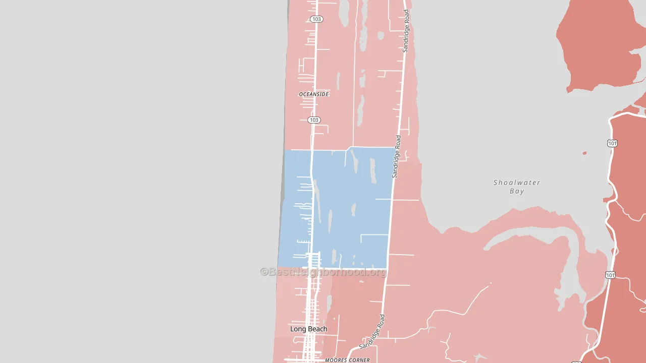 Long Beach, WA block-group political-lean map