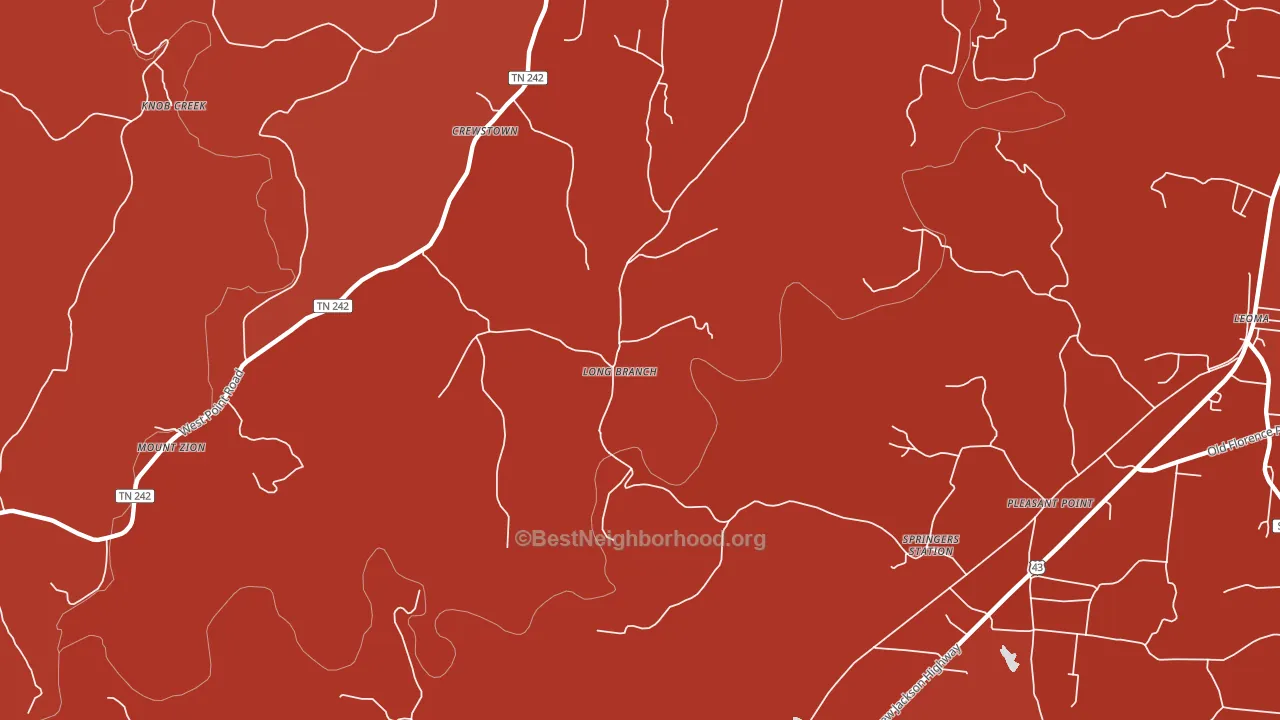 Long Branch, TN block-group political-lean map