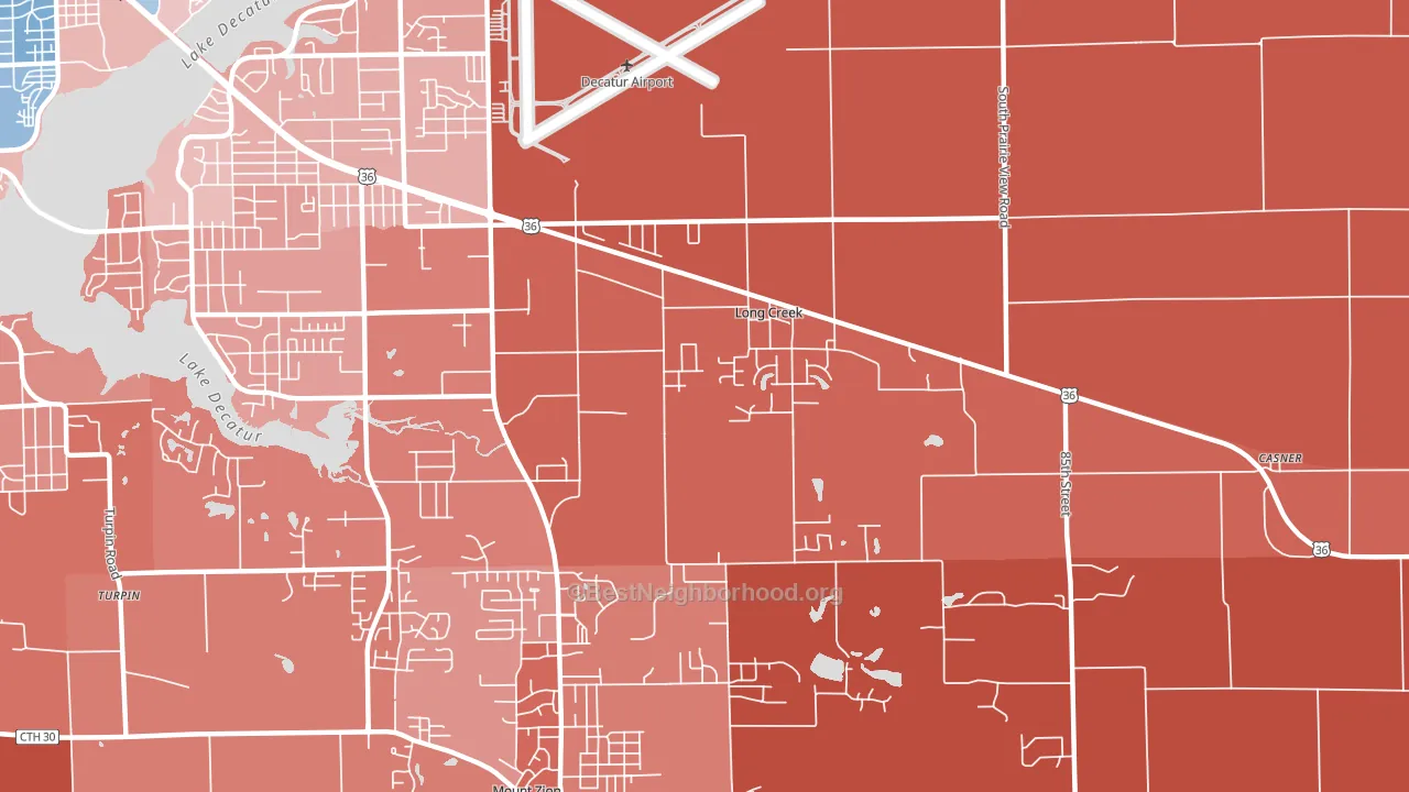 Long Creek, IL block-group political-lean map