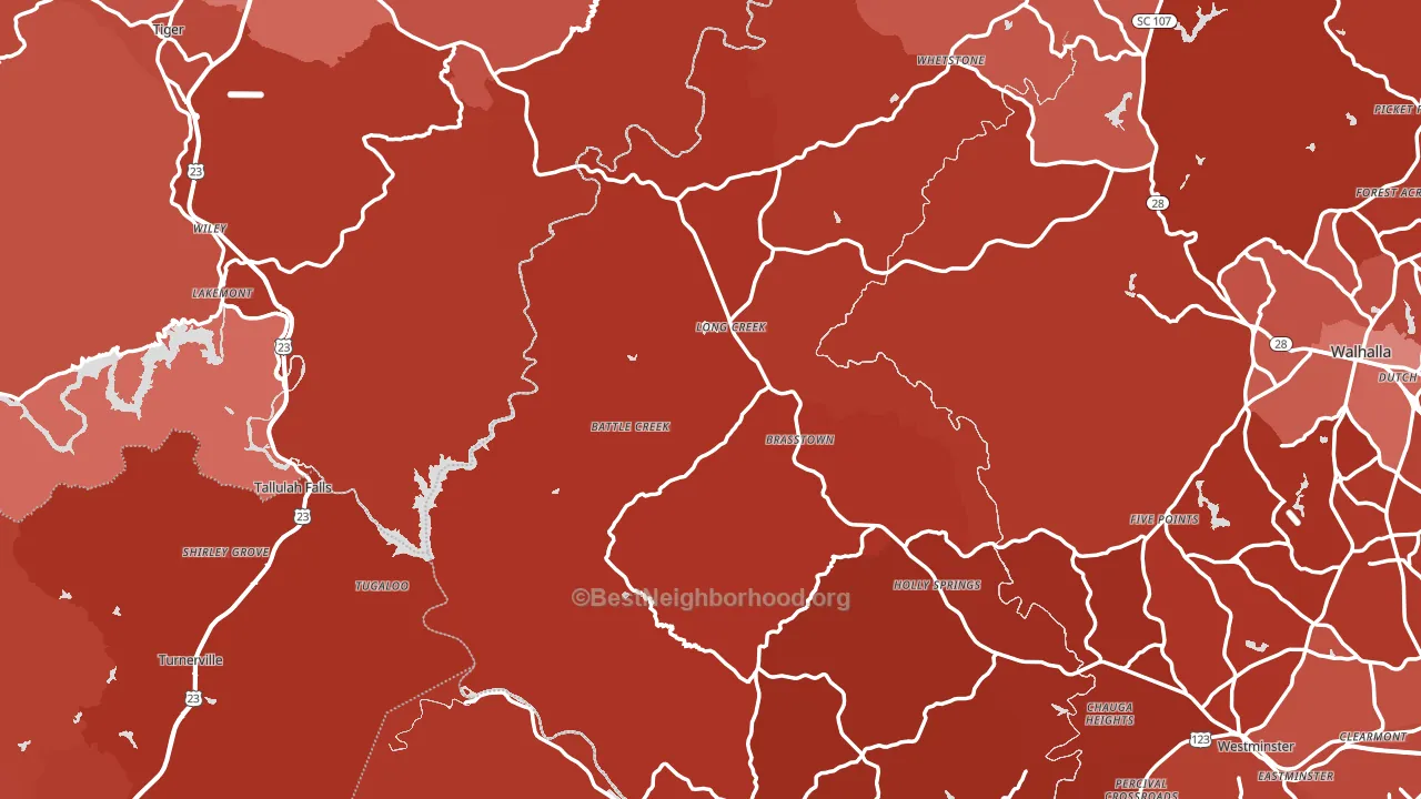 Long Creek, SC block-group political-lean map