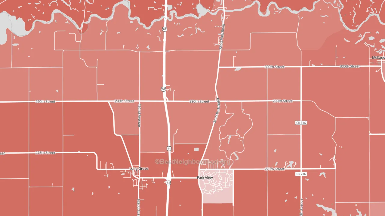 Long Grove, IA block-group political-lean map