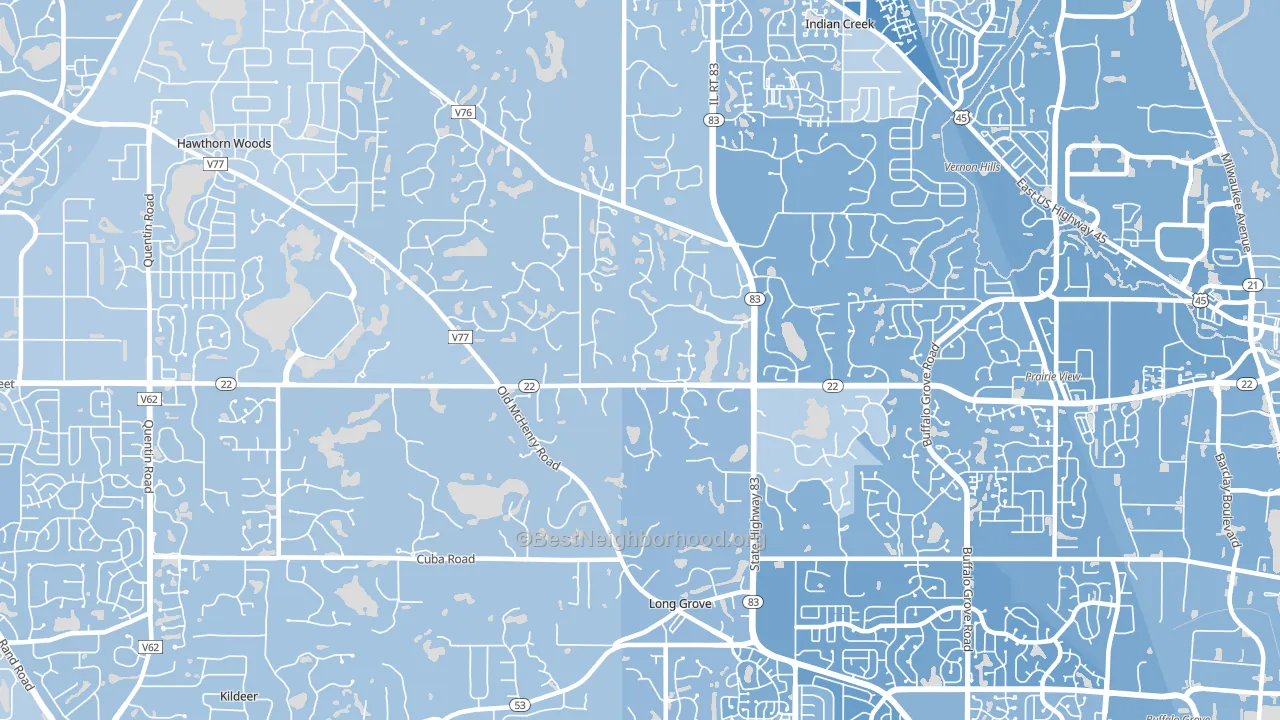 Long Grove, IL block-group political-lean map
