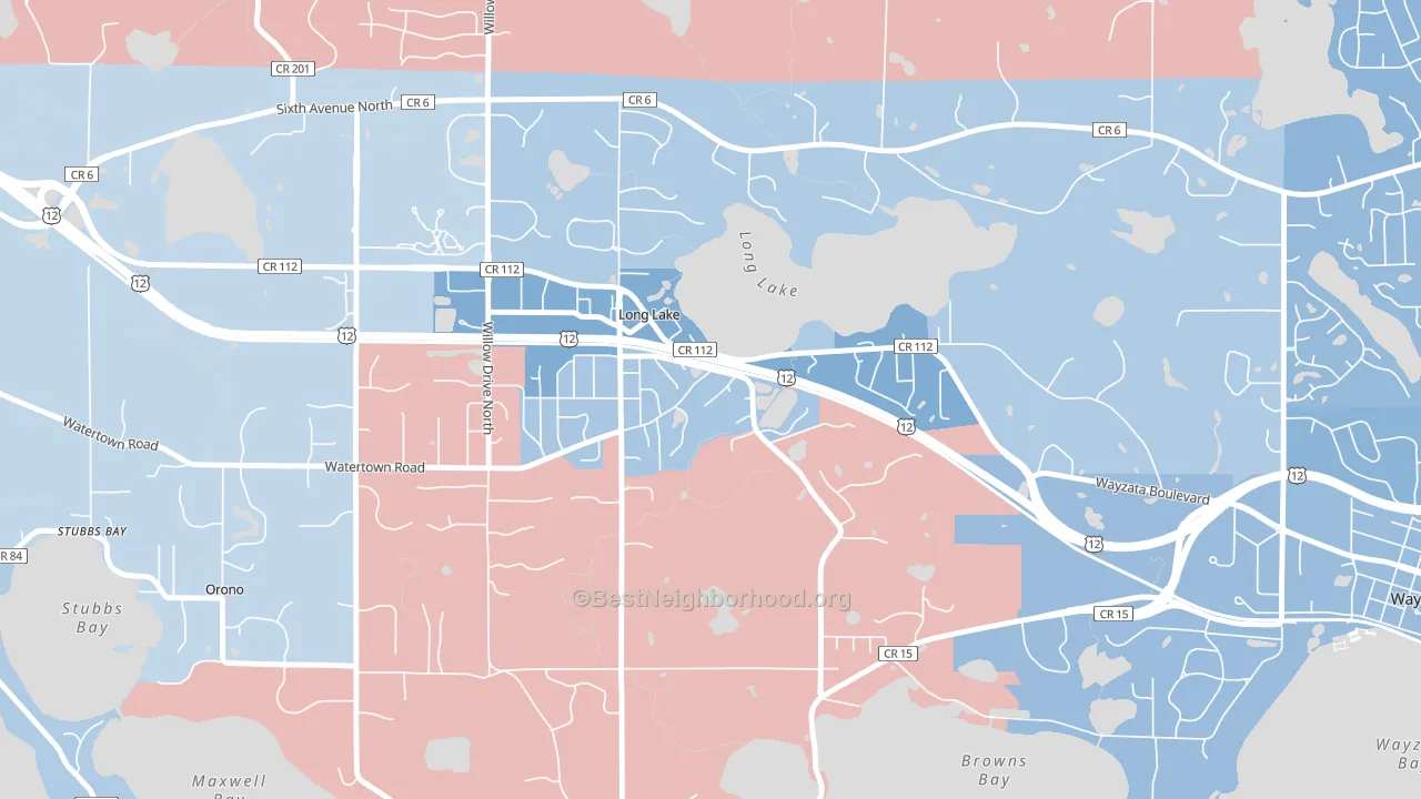 Long Lake, MN block-group political-lean map