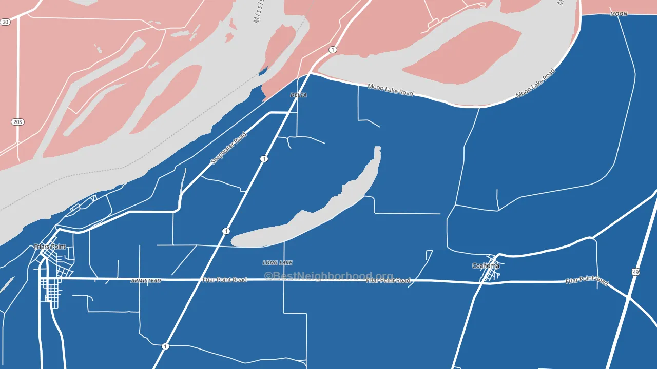 Long Lake, MS block-group political-lean map
