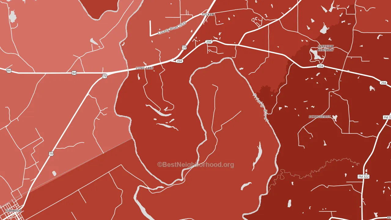Long Lake, TX block-group political-lean map
