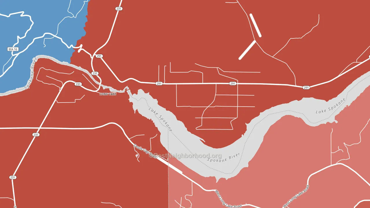 Long Lake, WA block-group political-lean map