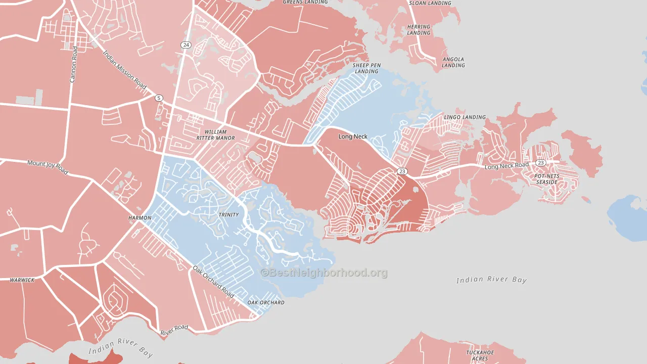 Long Neck, DE block-group political-lean map