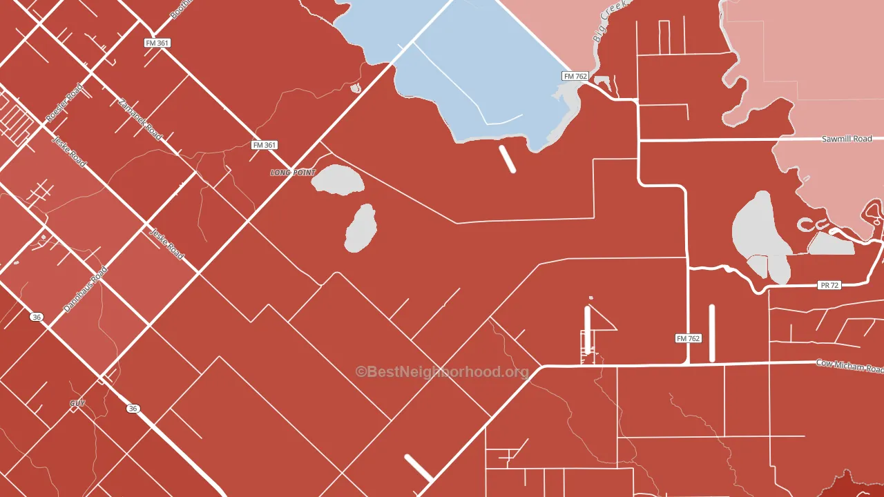 Long Point, TX block-group political-lean map