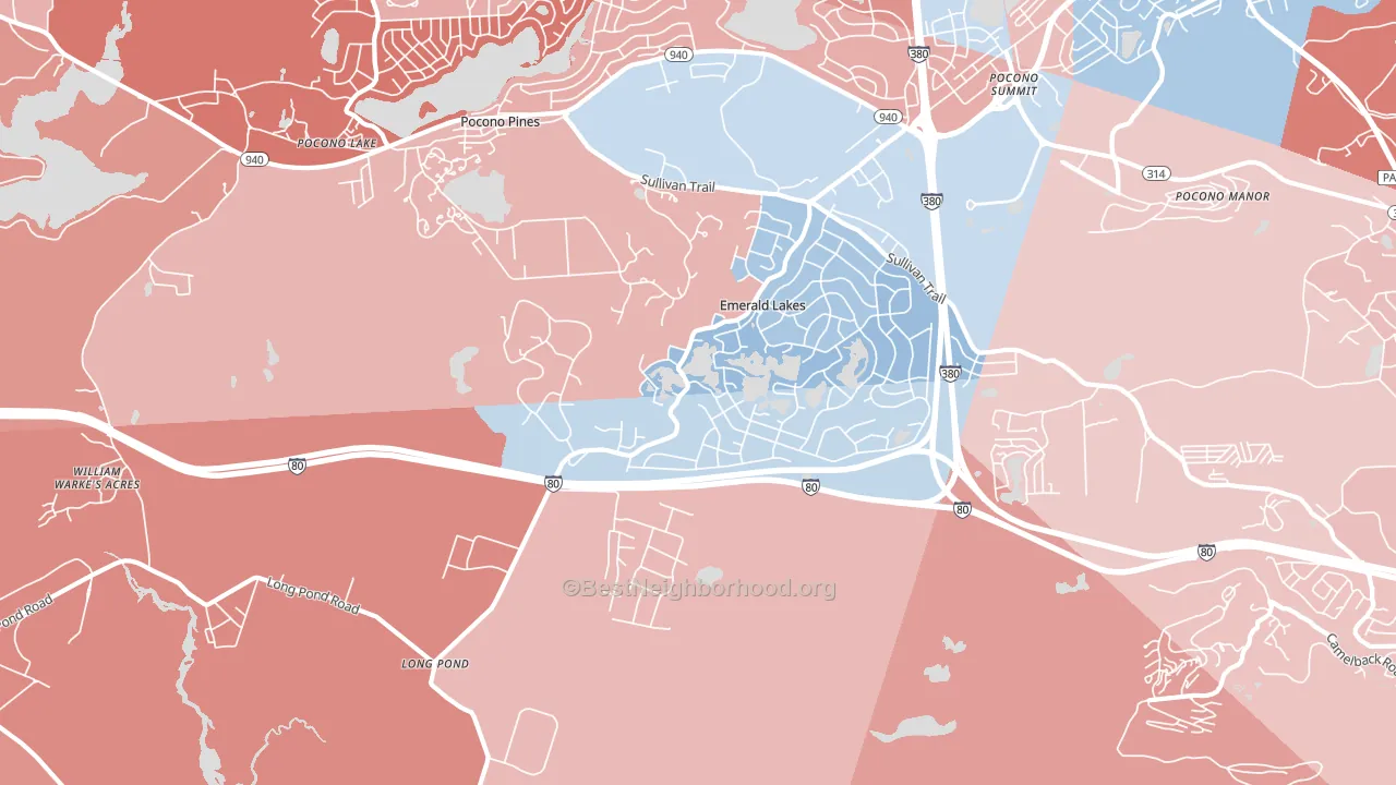 Long Pond, PA block-group political-lean map