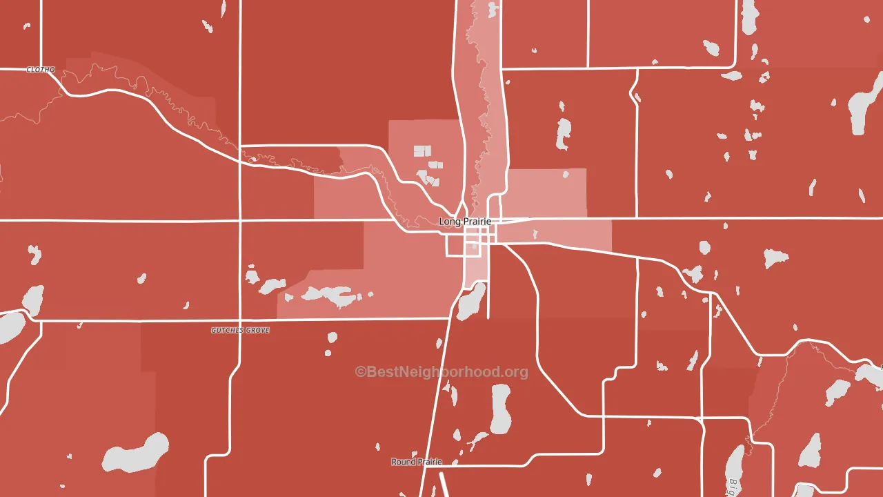 Long Prairie, MN block-group political-lean map