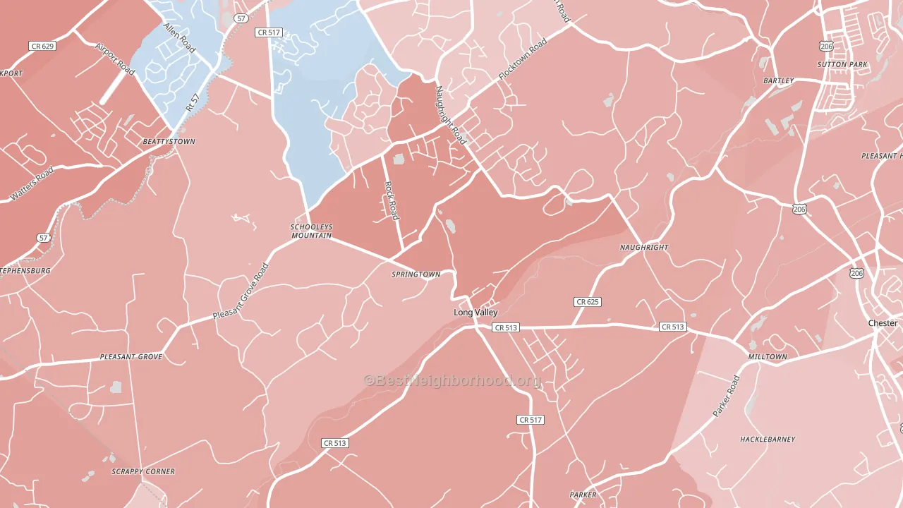 Long Valley, NJ block-group political-lean map