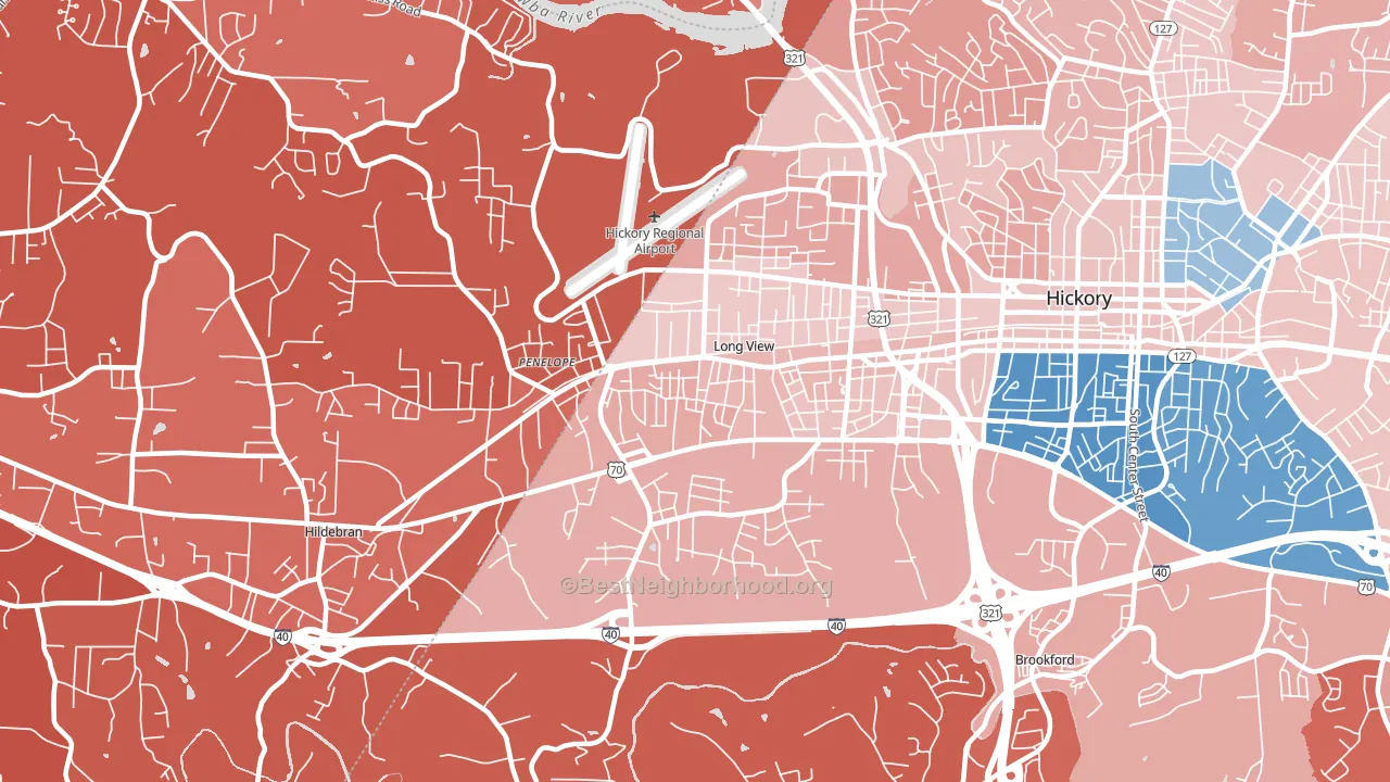 Long View, NC block-group political-lean map