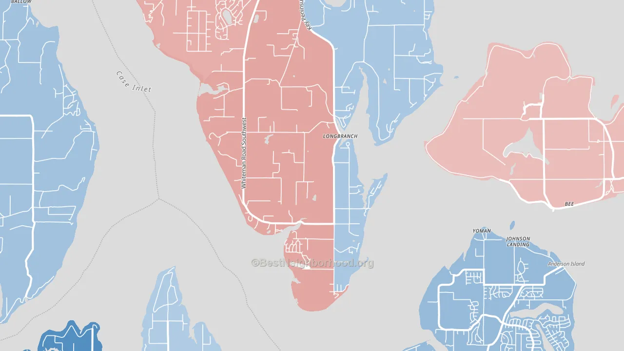 Longbranch, WA block-group political-lean map
