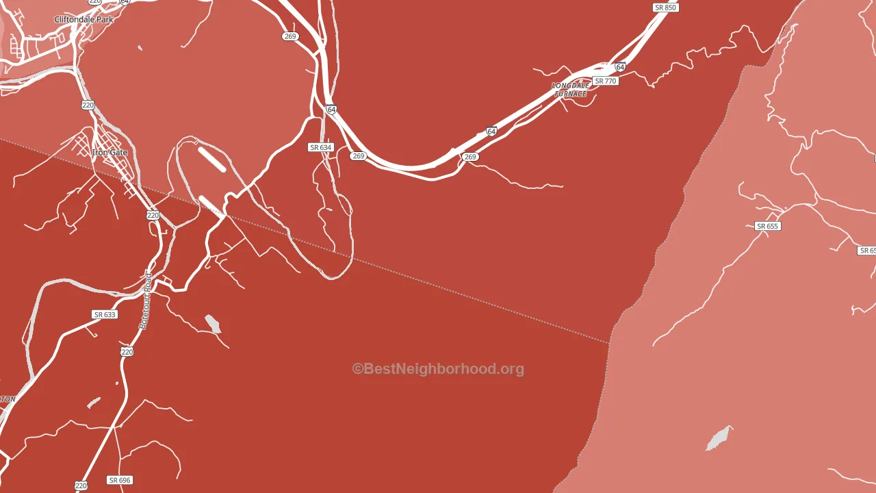 Longdale Furnace, VA block-group political-lean map