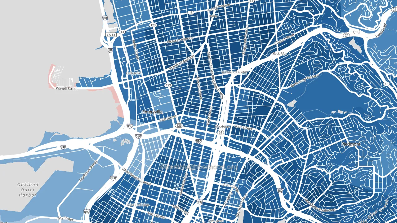 Longfellow, Emeryville, CA block-group political-lean map