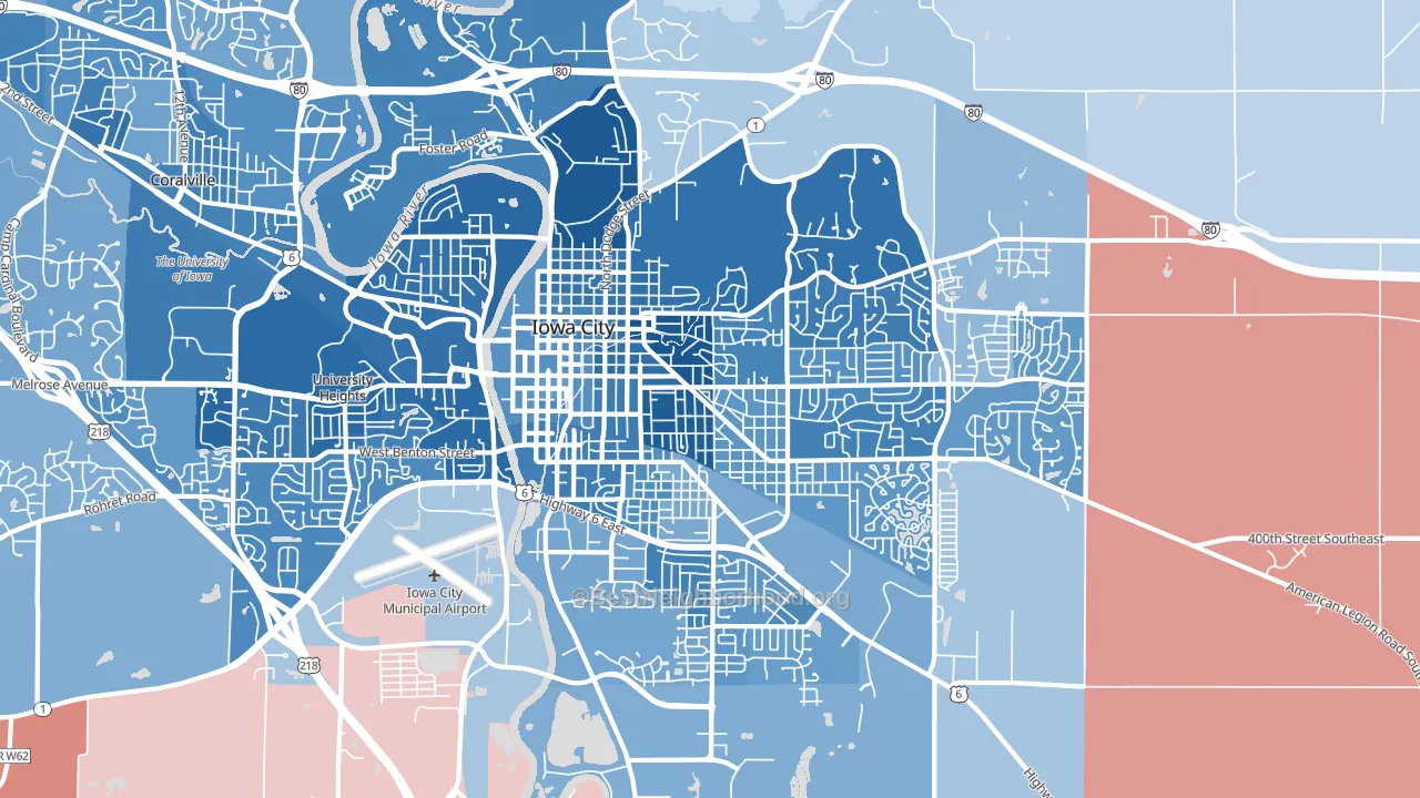 Longfellow, Iowa City, IA block-group political-lean map