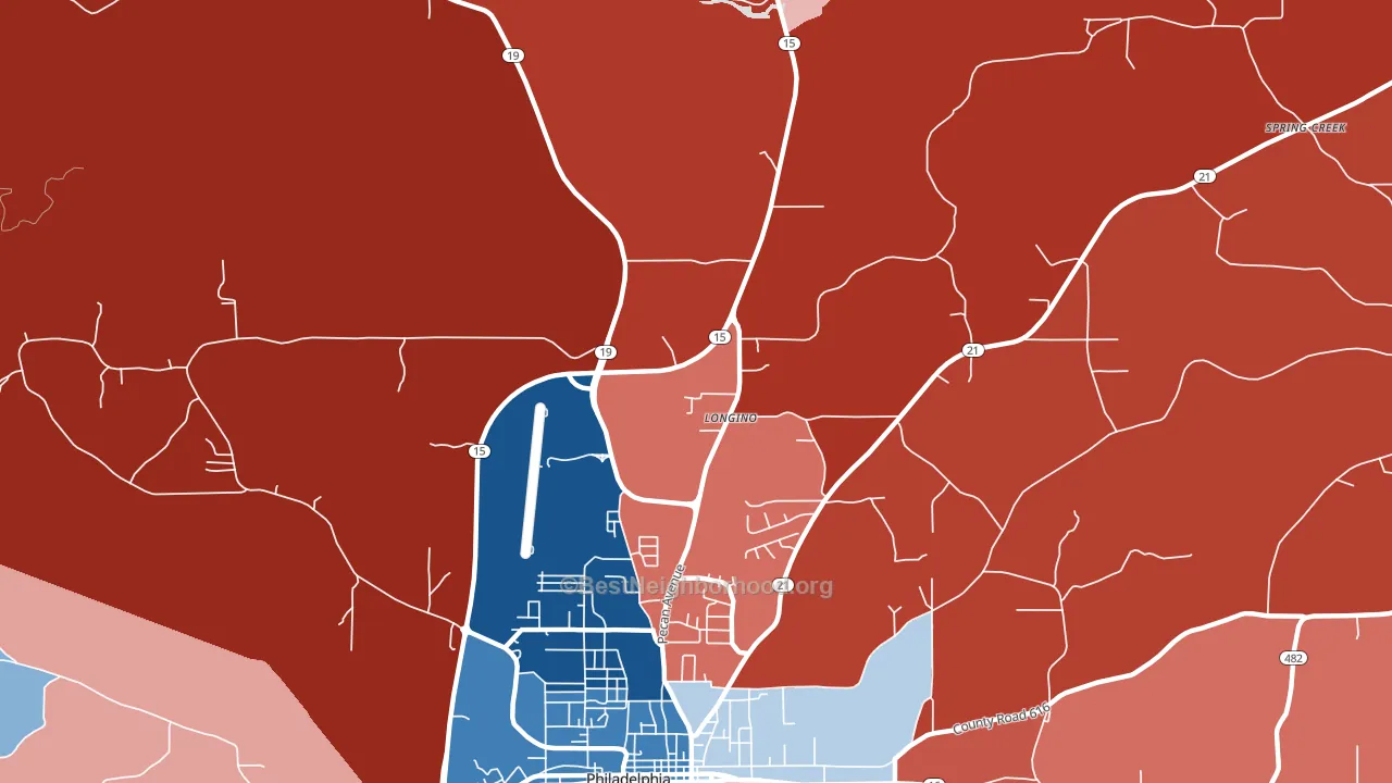 Longino, MS block-group political-lean map