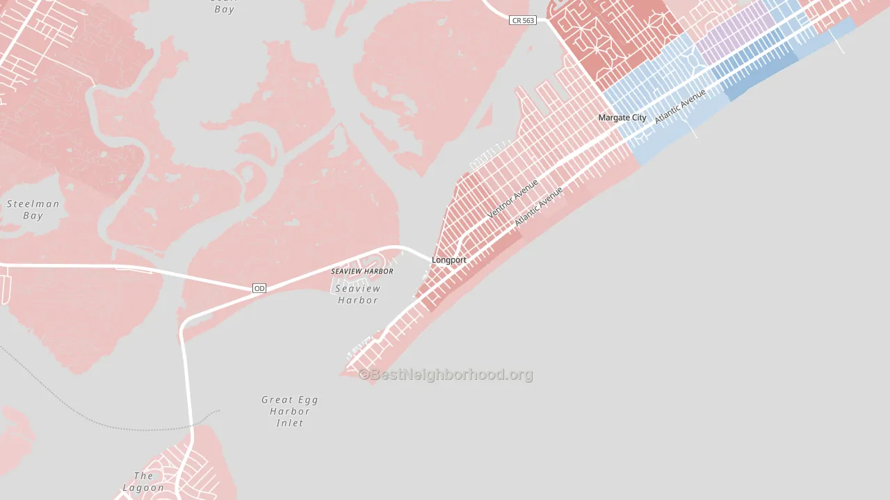 Longport, NJ block-group political-lean map