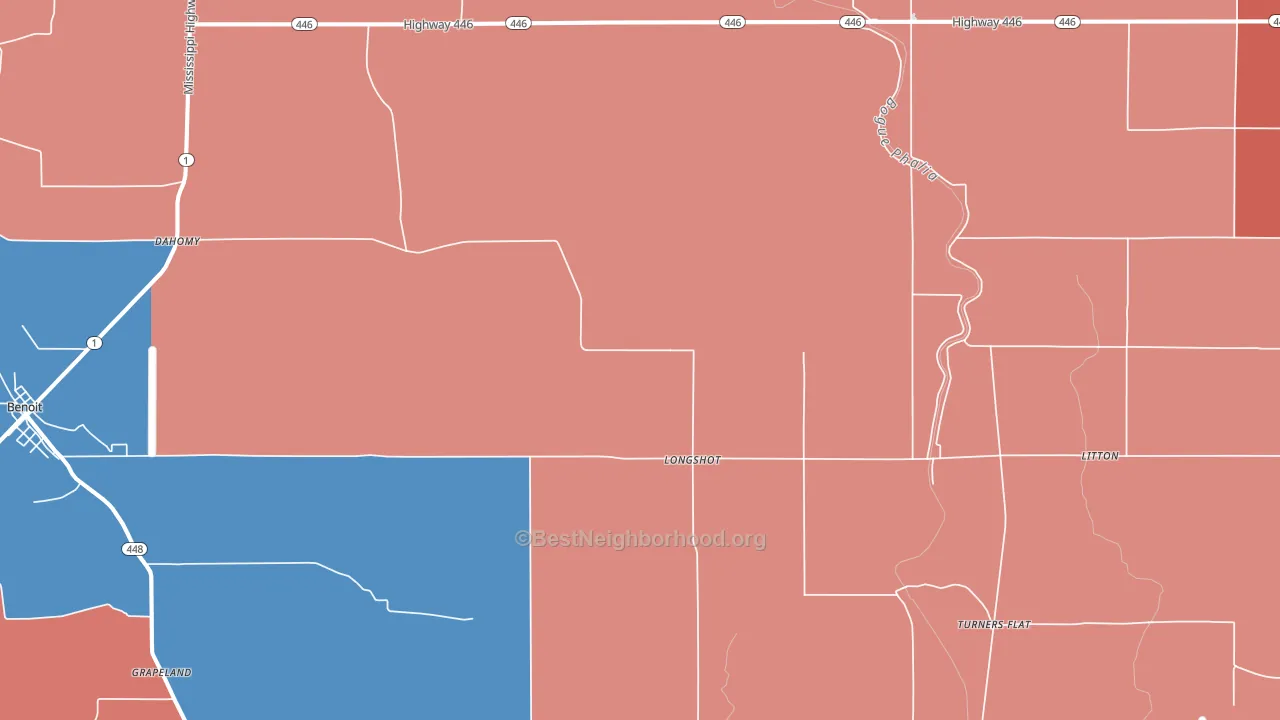 Longshot, MS block-group political-lean map