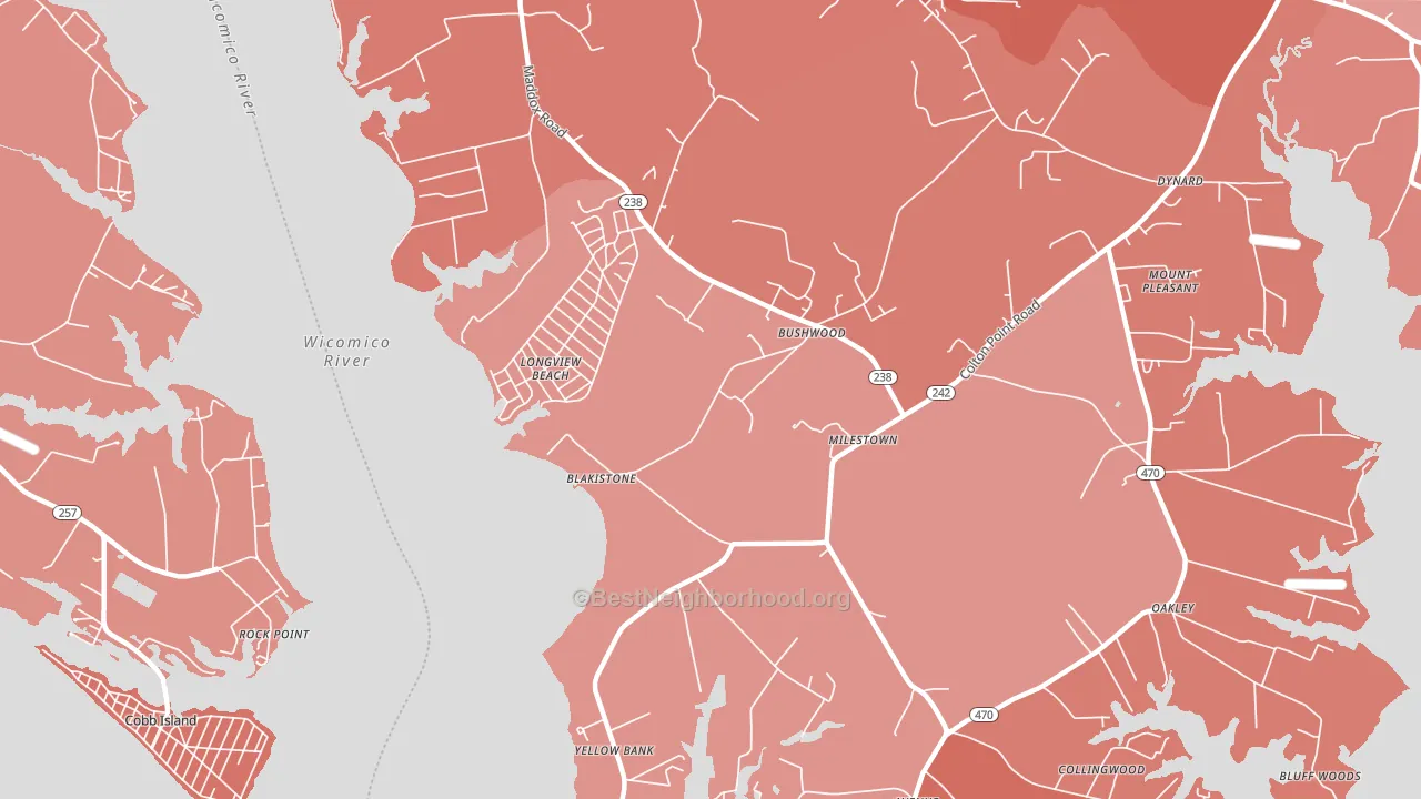 Longview Beach, MD block-group political-lean map