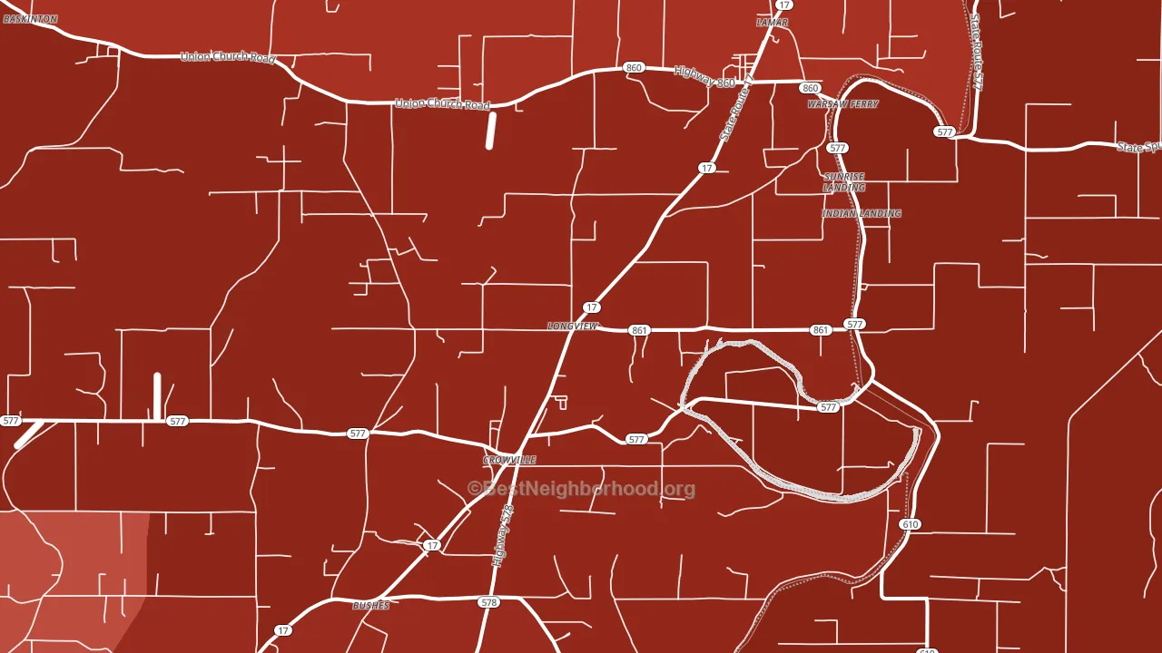 Longview, LA block-group political-lean map