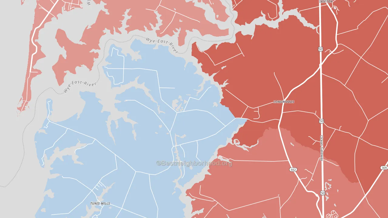 Longwoods, MD block-group political-lean map