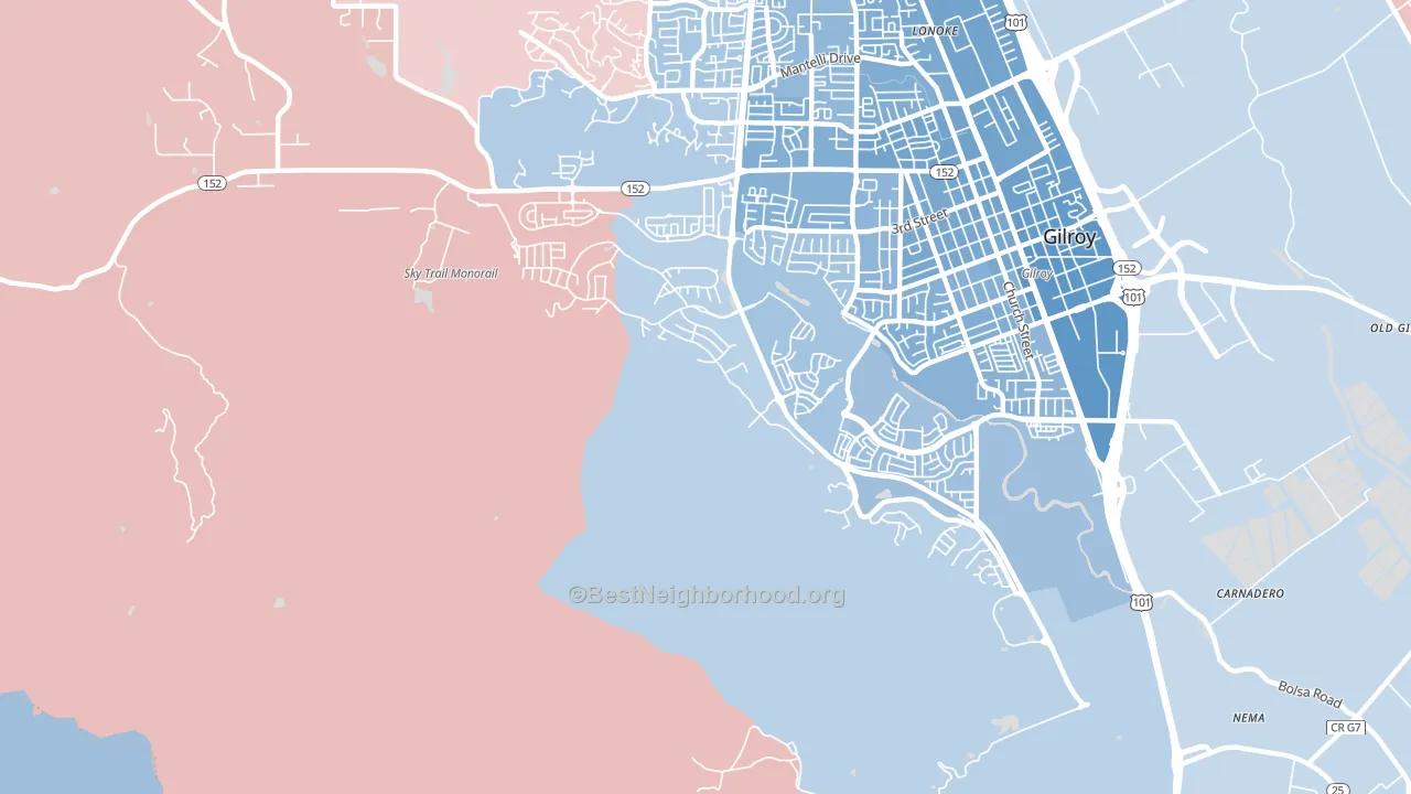 Lonoke, CA block-group political-lean map