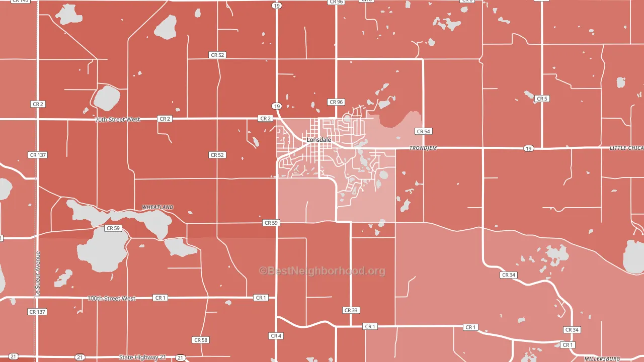 Lonsdale, MN block-group political-lean map