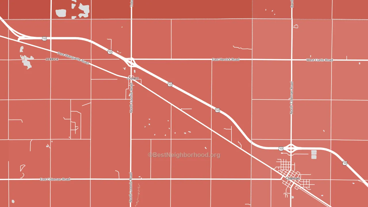 Loomis, MI block-group political-lean map