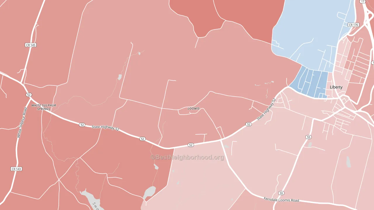 Loomis, NY block-group political-lean map