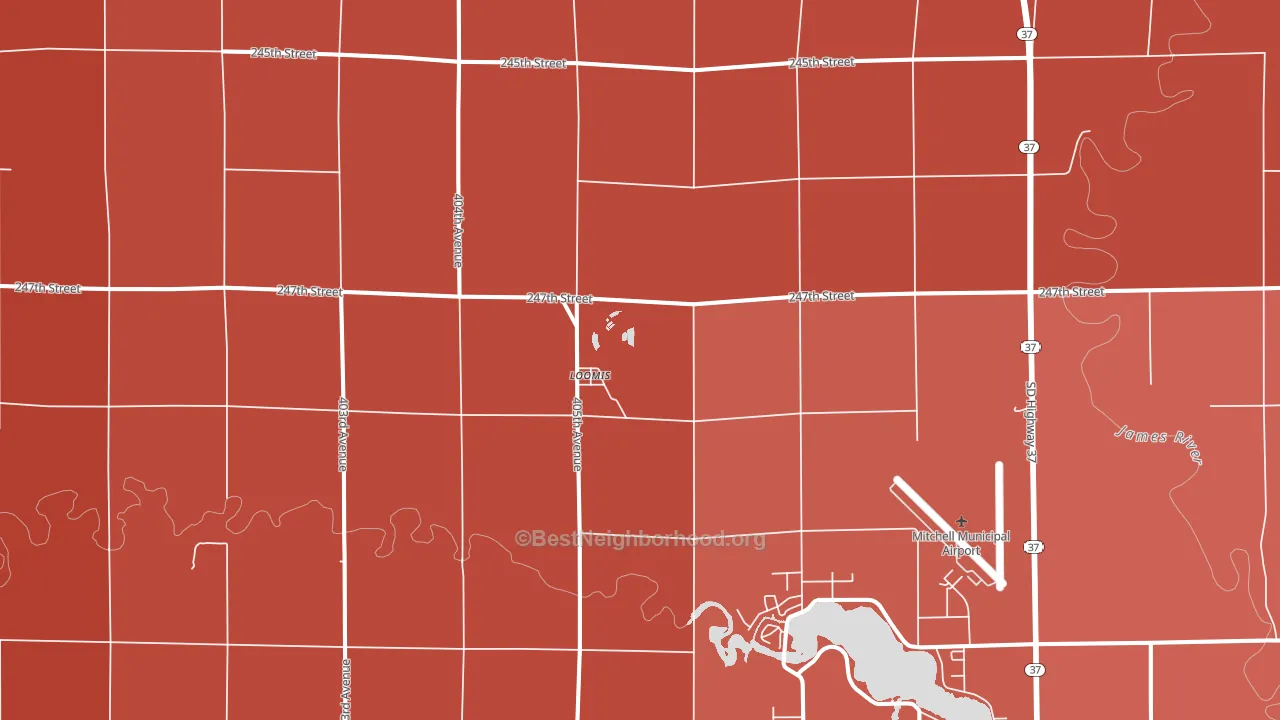 Loomis, SD block-group political-lean map