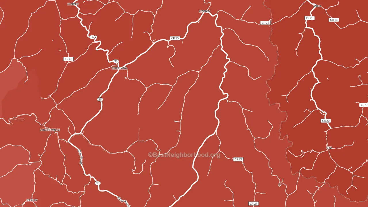 Looneyville, WV block-group political-lean map