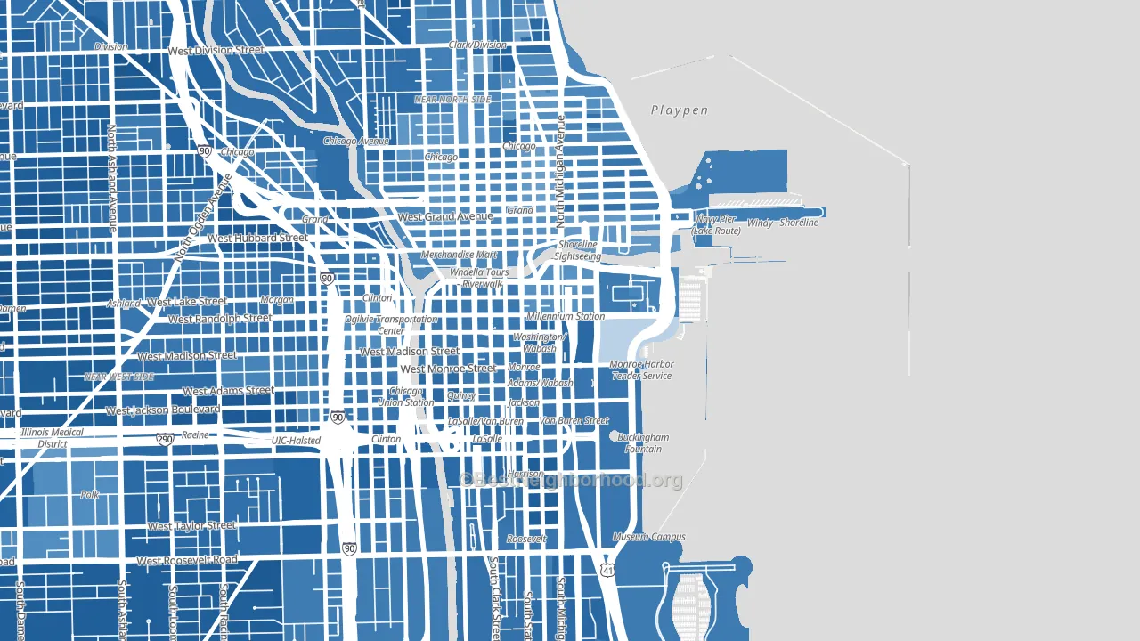 Loop, Chicago, IL block-group political-lean map