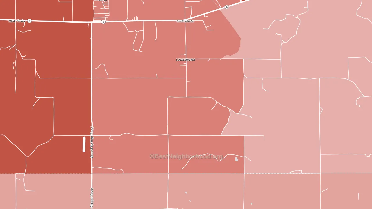 Looxahoma, MS block-group political-lean map