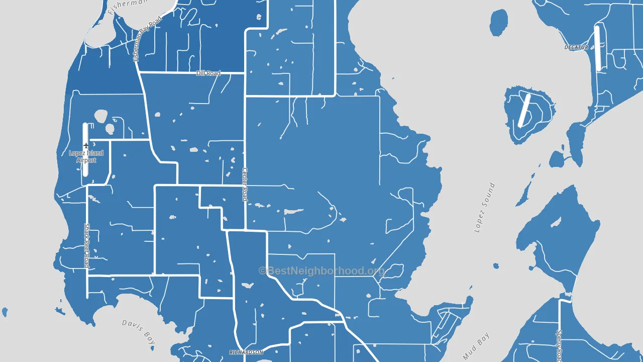 Lopez Island, WA block-group political-lean map