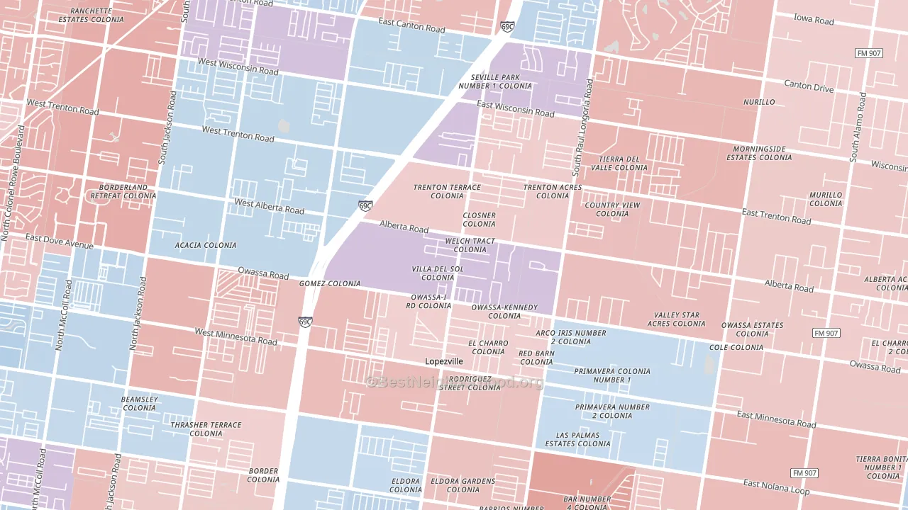 Lopezville, TX block-group political-lean map