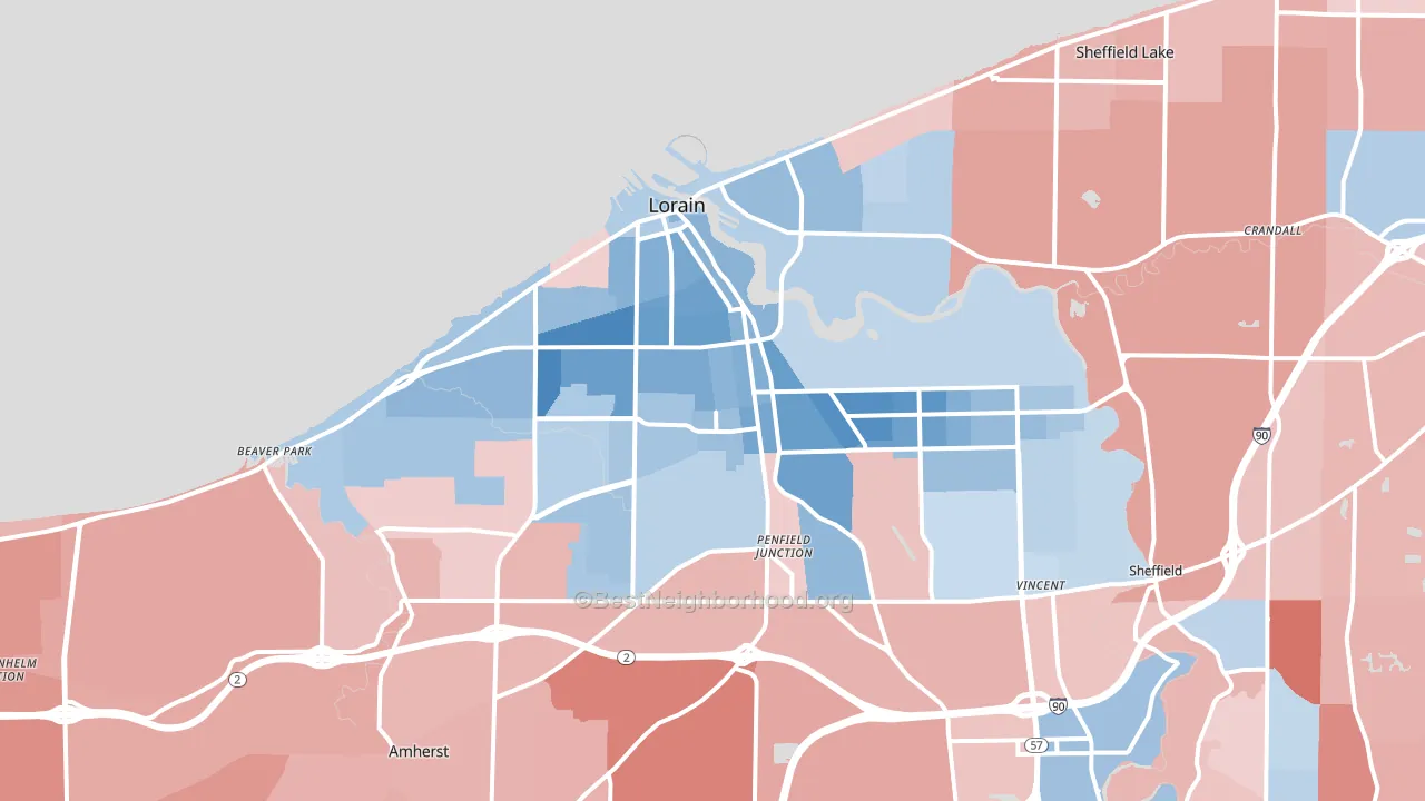 Lorain, OH block-group political-lean map