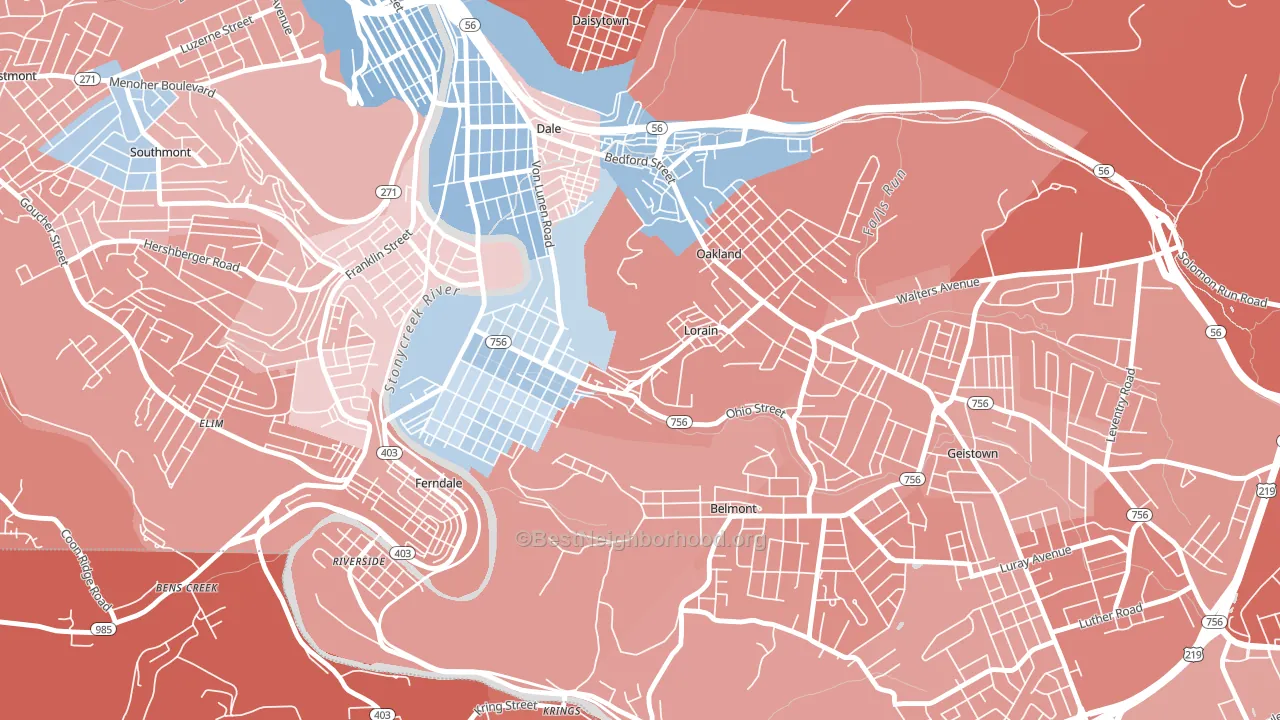 Lorain, PA block-group political-lean map