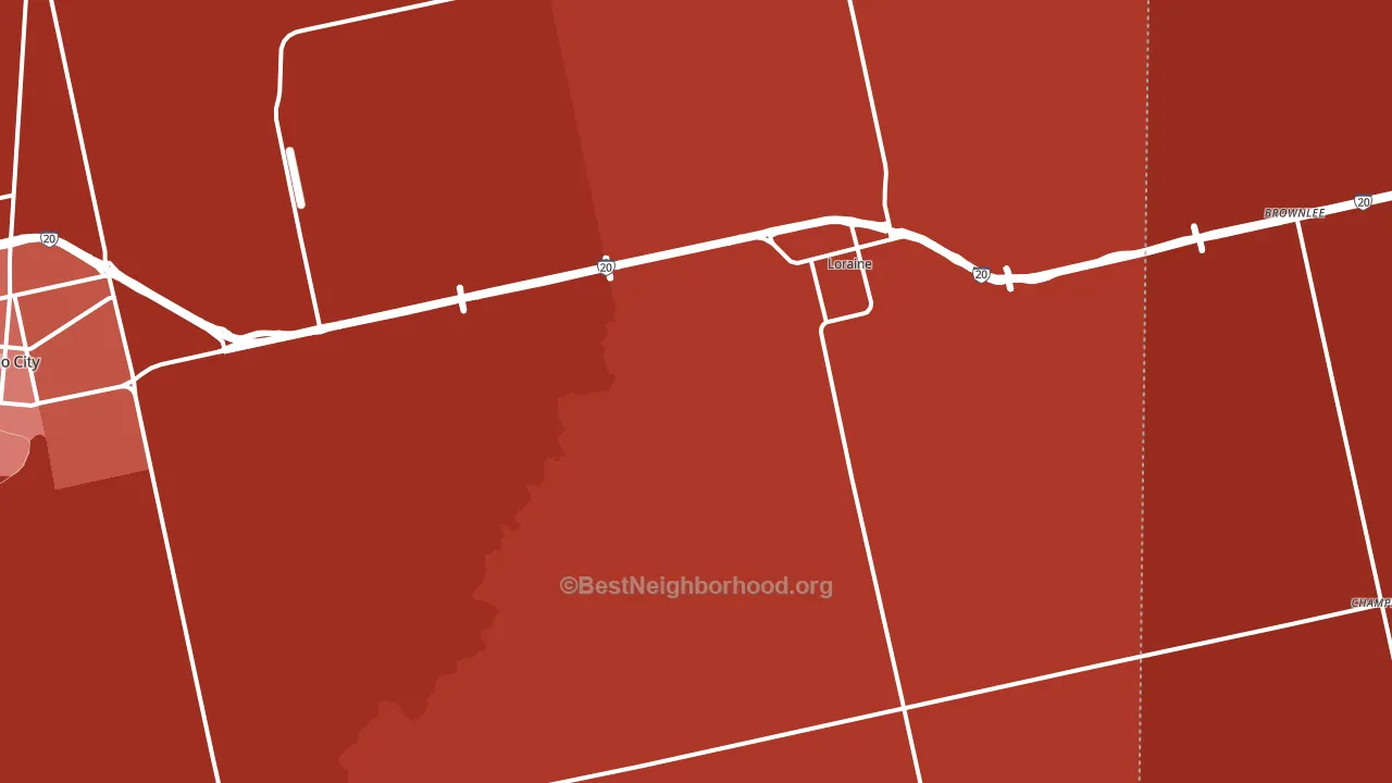 Loraine, TX block-group political-lean map