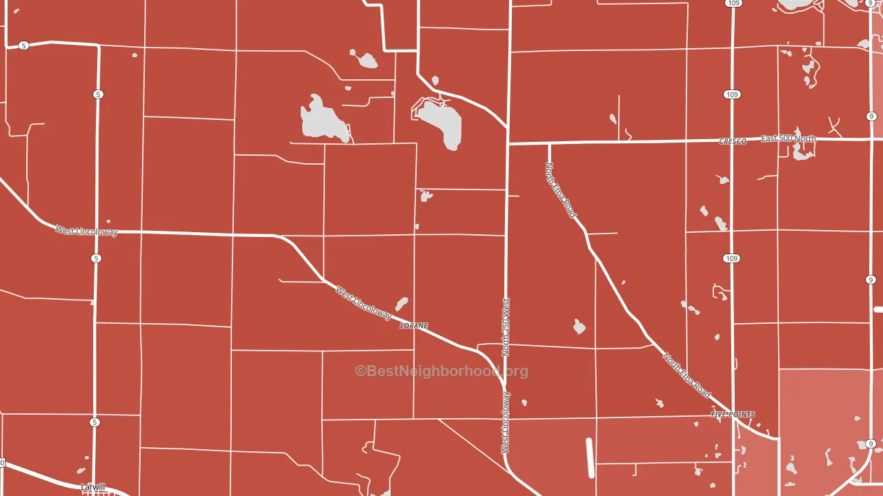 Lorane, IN block-group political-lean map