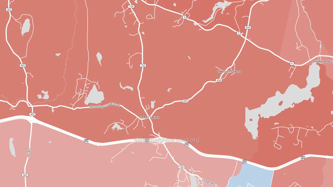 Lords Valley, PA block-group political-lean map