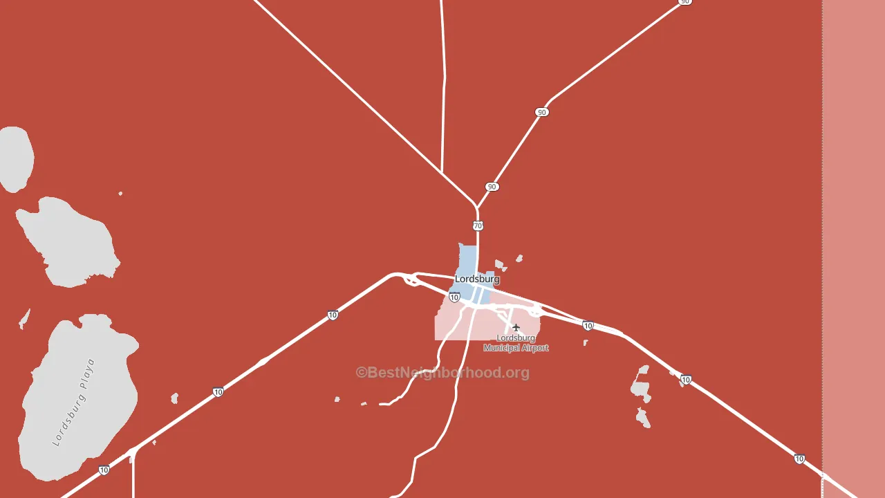 Lordsburg, NM block-group political-lean map