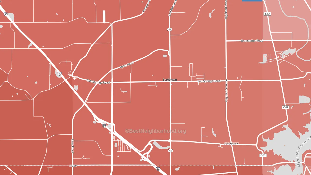 Lordstown, OH block-group political-lean map